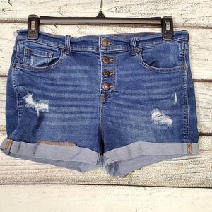 Old Navy Women’s Boyfriend Jean Shorts Size 12 Distressed Button Fly Cuffed